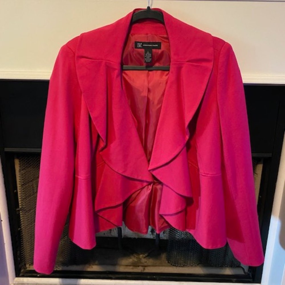 INC RUFFLE PEPLUM BLAZER JACKET FUSCHIA SIZE LARGE
